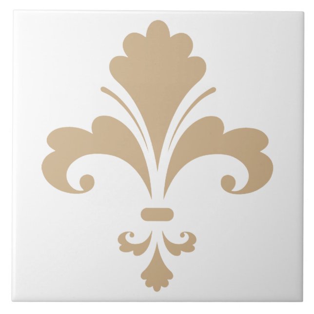 Tan Brown Fleur de lis Kakelplatta (Framsidan)