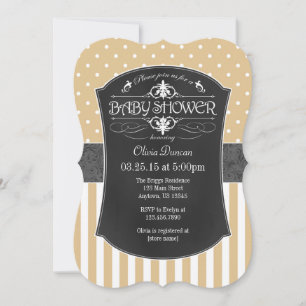 Tan Brown Grått Chalkboard Rand Baby Shower Inbjudningar
