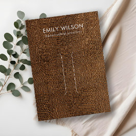 TAN BROWN LEATHER STRUKTUR HAIR CLIP VISNING CARD VISITKORT
