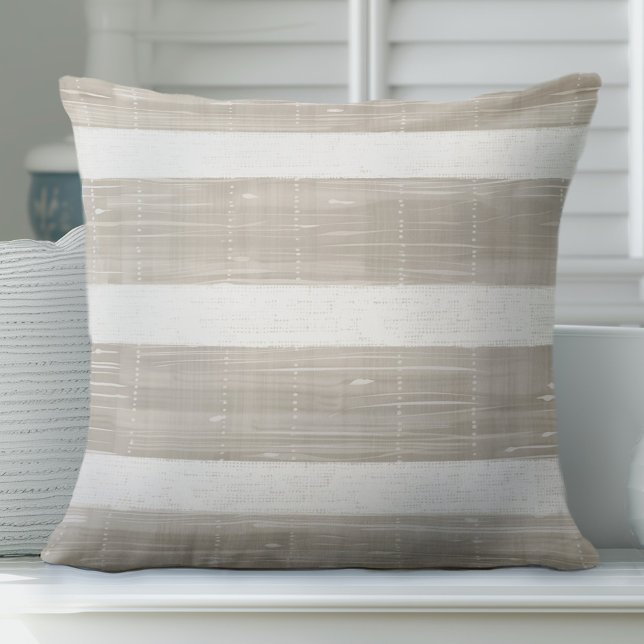 Tan Brown och White Stripe Pillow Kudde (Skapare uppladdad)