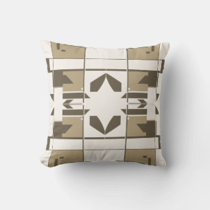 Tan Brown Off White Mediterranean Checkerboard Kudde