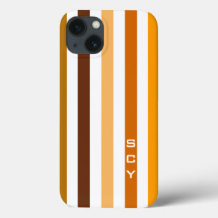 Tan Brown Orange Lodrät Rand Monogram