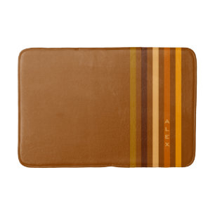 Tan Brown Orange Lodrät Rand Monogram Badrumsmatta