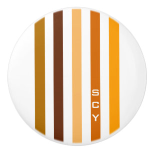 Tan Brown Orange Lodrät Rand Monogram Knopp