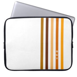 Tan Brown Orange Lodrät Rand Monogram Laptop Fodral