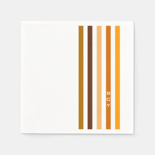 Tan Brown Orange Lodrät Rand Monogram Pappersservett