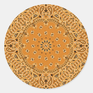 Tan Brown Paisley Western Bandana Scarf Print Runt Klistermärke