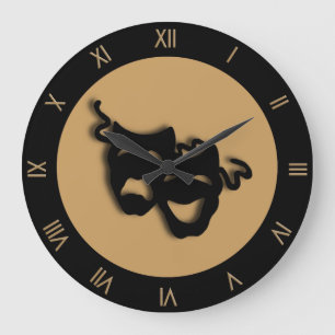 Tan Brown Theater Wall Clock Stor Klocka