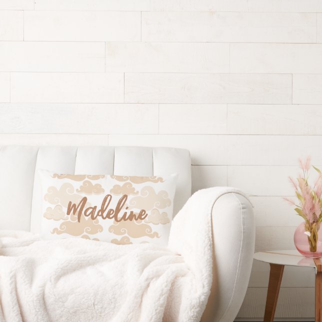 Tan Brun Chinoiserie Moln Namn Lumbarkudde (Soffa)