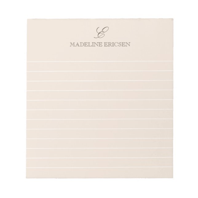 Tan & Brun Monogram Linerad Anteckningsblock (Framsida)