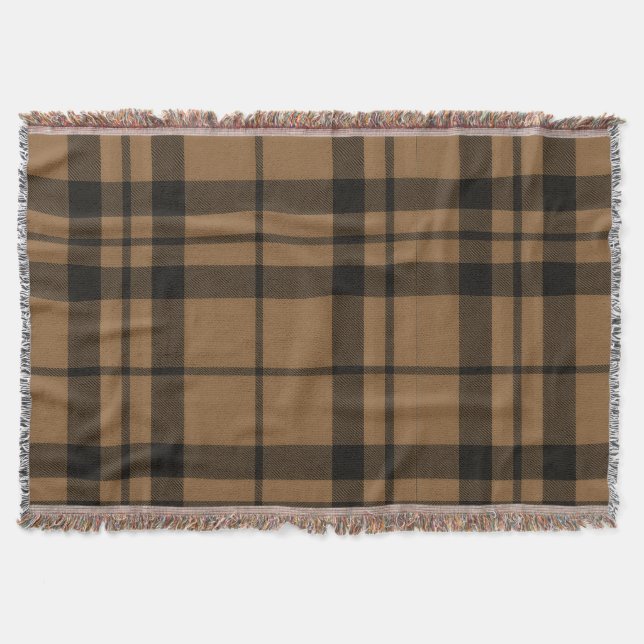 Tan, Brun och Svart Skotsk Tartan Arv  Filt (Framsidan)
