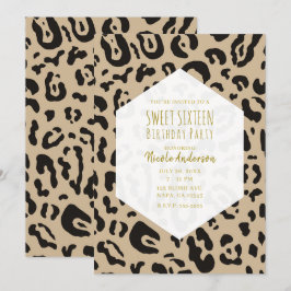 Tan Brun & Svart Gepard Leopard Chic Sweet 16 In Inbjudningar