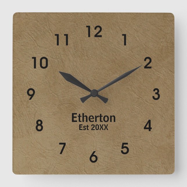 Tan Brushed Stucco Skriv ut Mönster Acrylic Clock  Fyrkantig Klocka (Framsida)