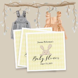 Tan Bunny Baby Shower Modern | Gult Argyle Pappersservett