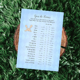 Tan Bunny Blue Argyle gissar funktionsspelet Inbjudningar