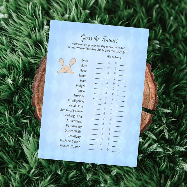 Tan Bunny Blue Argyle gissar funktionsspelet Inbjudningar (Skapare uppladdad)