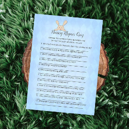 Tan Bunny Blue Argyle Nursery Rhymes Game Inbjudningar