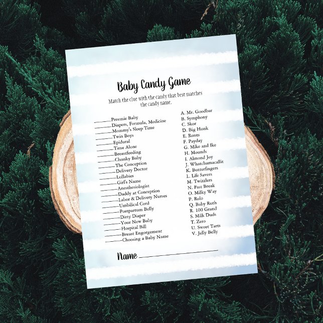 Tan Bunny Blue Baby Candy Baby Shower Game Inbjudningar (Skapare uppladdad)