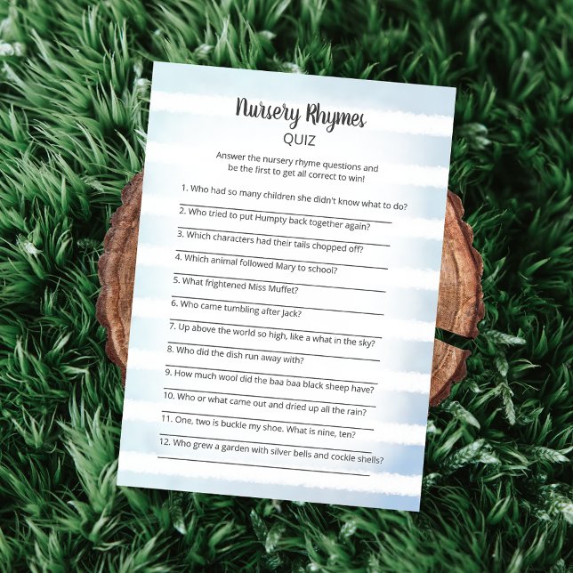 Tan Bunny Blue Nursery Rhymes Quiz Game Inbjudningar (Skapare uppladdad)