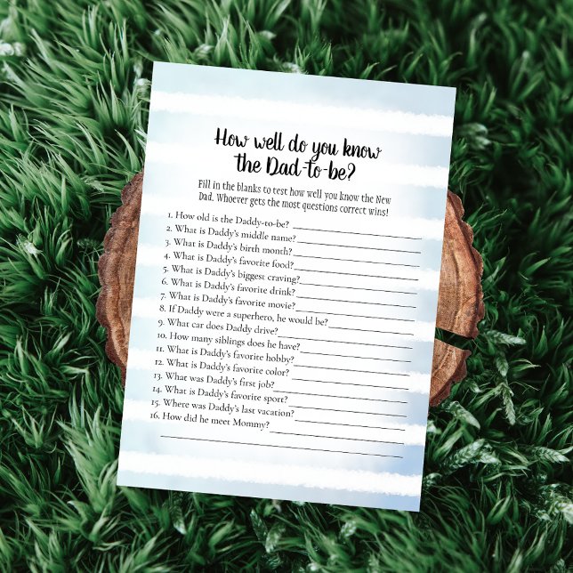 Tan Bunny Blue som känner Pappa bästa Shower-spel Inbjudningar (Skapare uppladdad)