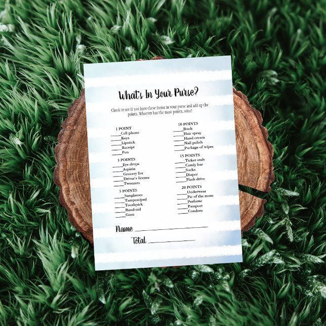 Tan Bunny Blue What's in your Purse Game Inbjudningar (Skapare uppladdad)