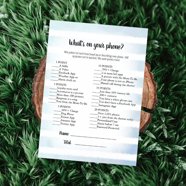 Tan Bunny Blue What's on Your Mobil Game Inbjudningar (Skapare uppladdad)