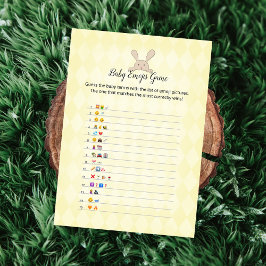 Tan Bunny Gult Argyle Baby Emoji Bilder Game Inbjudningar