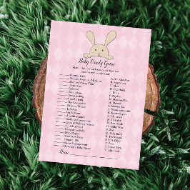 Tan Bunny Rabbit Rosa Baby Candy Shower Game Inbjudningar