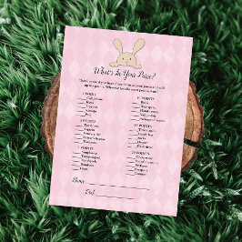 Tan Bunny Rabbit Rosa What's in your Purse Game Inbjudningar