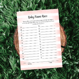 Tan Bunny Rosa Baby Namn Tävling-spelkort Inbjudningar
