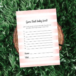 Tan Bunny Rosa gissar att Baby Food Game Inbjudningar