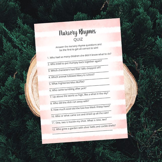 Tan Bunny Rosa Nursery Rhymes Quiz Game Inbjudningar (Skapare uppladdad)