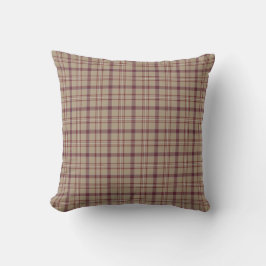 Tan Burgundy Plaid Classic Pattern Throw Pillow Kudde