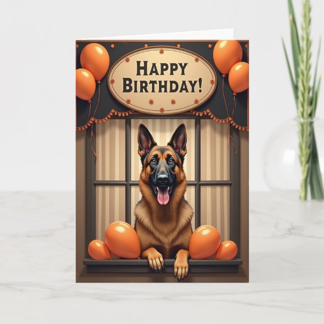 Tan Canine Födelsedagsglädje Kort (Framsida)