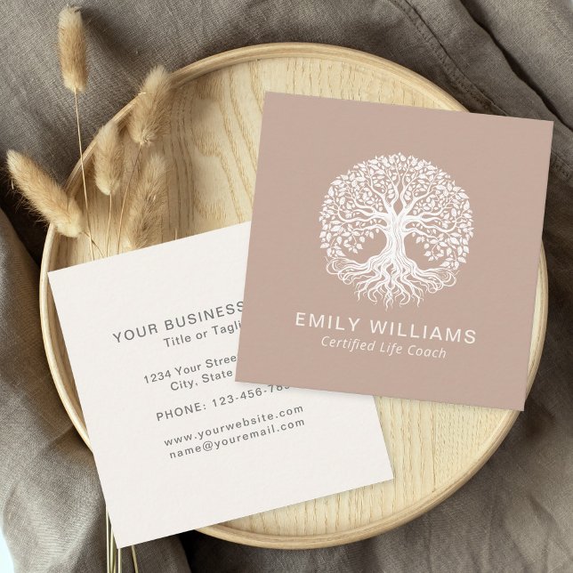 Tan Celtic Livets träd Coach Fyrkantigt Visitkort (Skapare uppladdad)