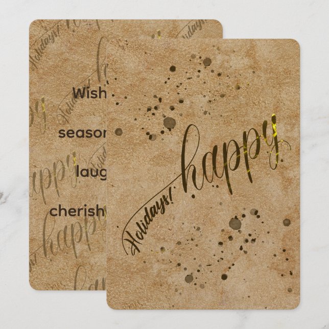 Tan Chamois Lädertryck Platt Söndagsbrevkort Julkort (Fram/baksida)