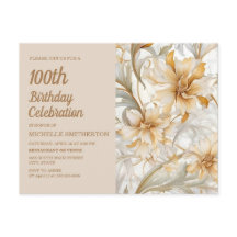 Tan Champagne Blommig Kvinnas 100-årsdag