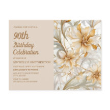 Tan Champagne Blommig Kvinnas 90-årsdag