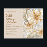 Tan Champagne Blommigt Kvinnor 60:e födelsedagen<br><div class="desc">Fira sex årtionden av kärlek, skratt och omhuldade minnen med den här elegantens 60-årsinbjudan. Designad med mjuka guldbeige blommigtar över en subtil marmor bakgrund blandar inbjudan den tidlösa skönheten med modern charm. Blandningen av snyggt skript och klassiskt serif typsnitt skapar en varm och sofistikerad känsla - perfekt för att hedra...</div>