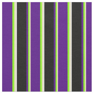 Tan, Chartreuse, Indigo, Black och White Linjer Tyg