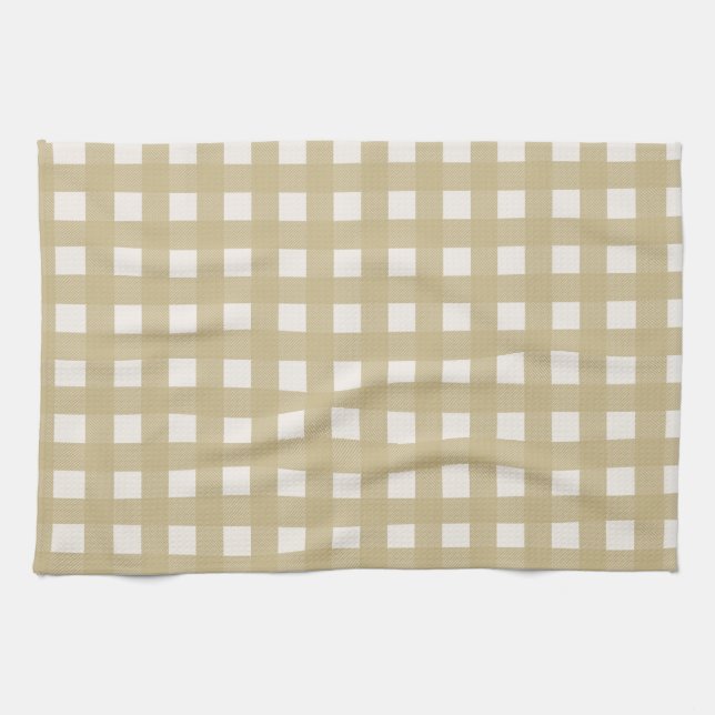 Tan Checker Dish Towel Kökshandduk (Horisontell)