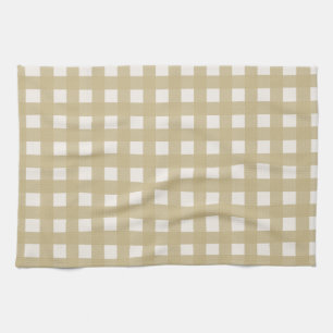 Tan Checker Dish Tower Kökshandduk