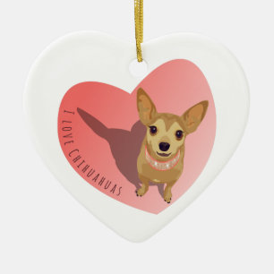 Tan Chihuahua i diamant rosa collar i hjärtat Julgransprydnad Keramik