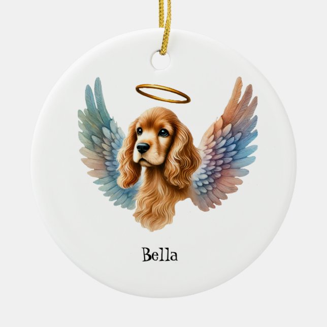 Tan Cocker Spain Memorial Pet Design Julgransprydnad Keramik (Framsidan)