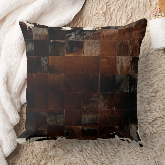 Tan Cowhide Print Cushion Kudde (Filt)