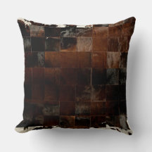 Tan Cowhide Print Cushion