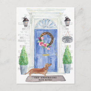 Tan Dachshund Flytta Announcement Postcard Vykort