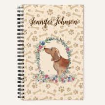 Tan Dachshund Hund Paw Print & Blommigt Cute