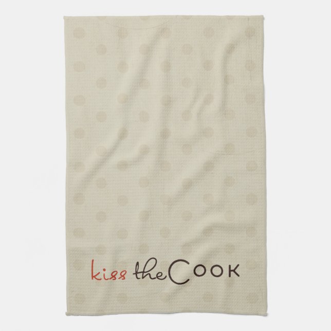 Tan Dots Kiss the Cook Kitchen Towel Kökshandduk (Vertikal)