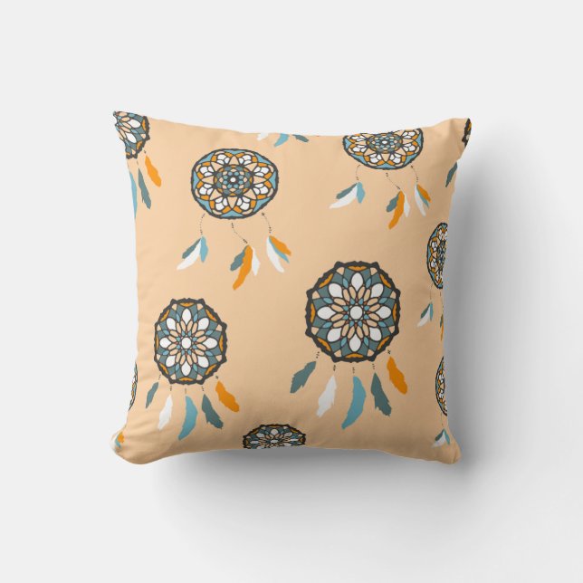 Tan Dream Catcher kvadratisk fyllning Kudde (Framsida)